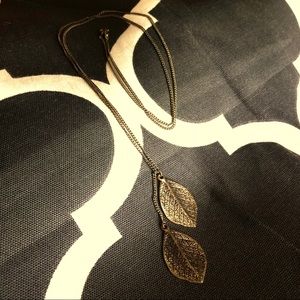 Long Gold Leaf Necklace